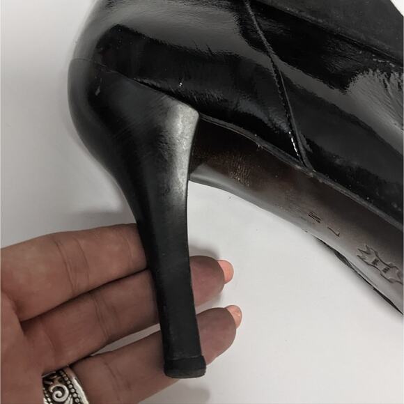 Donald Pliner Ladies Rula Black Patent Stiletto ankle Boot 7 - Picture 6 of 14